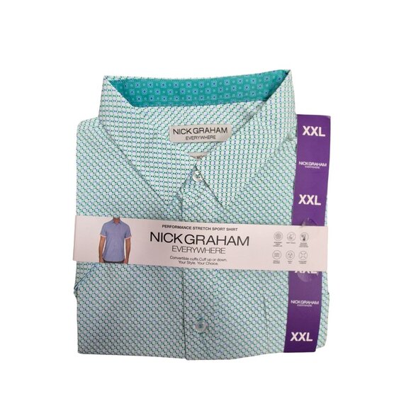 Nick Graham Mens Performance Stretch Sport Shirt XXL Green - Picture 2 of 4